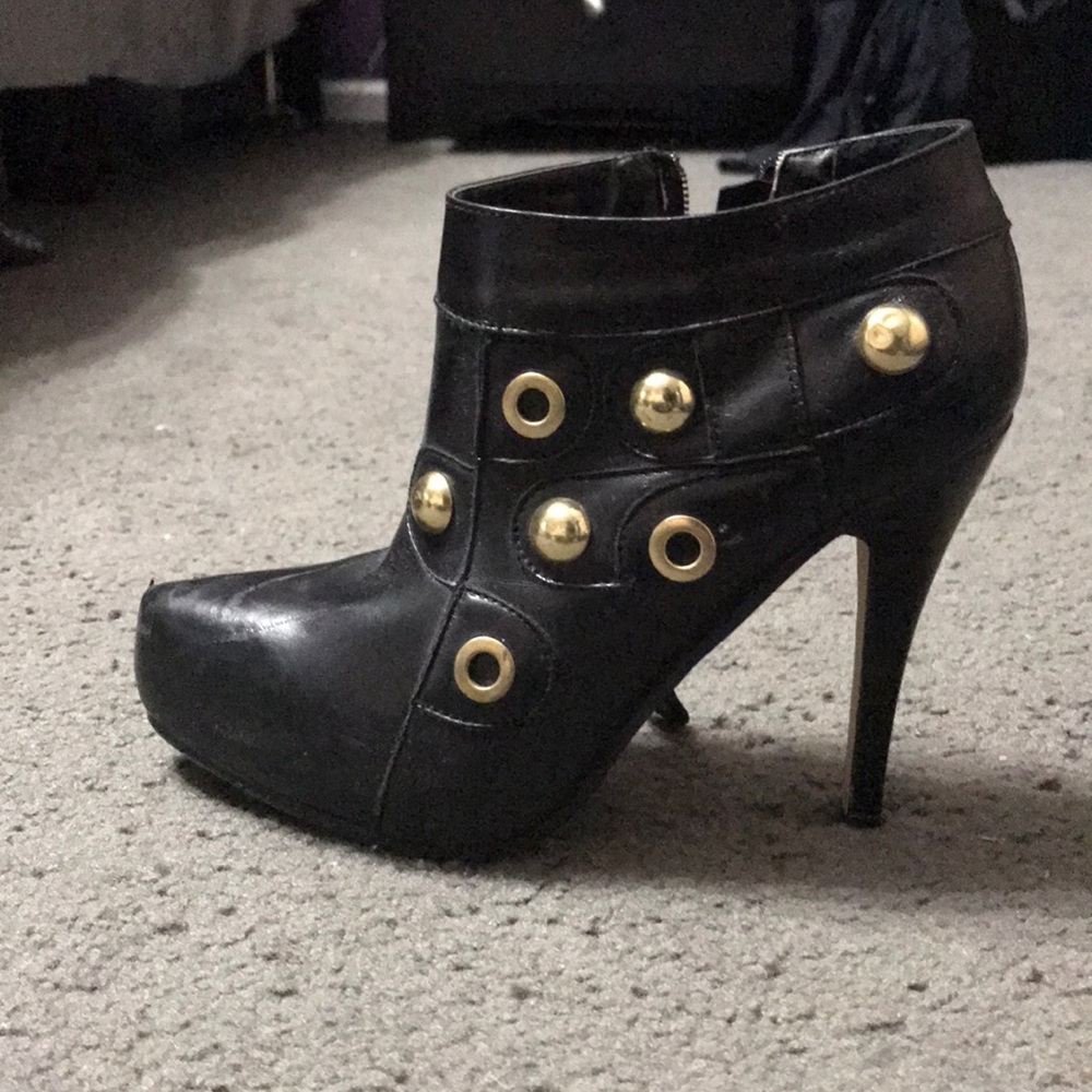 Black Gold Studded Booties